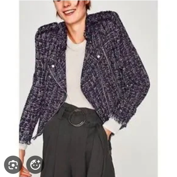 Zara Jackets & Blazers - Zara Philosophy Tweed Biker Jacket
